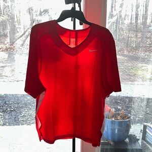 Nike Women’s Bold Red Short-Sleeve V-Neck Athletic Tee